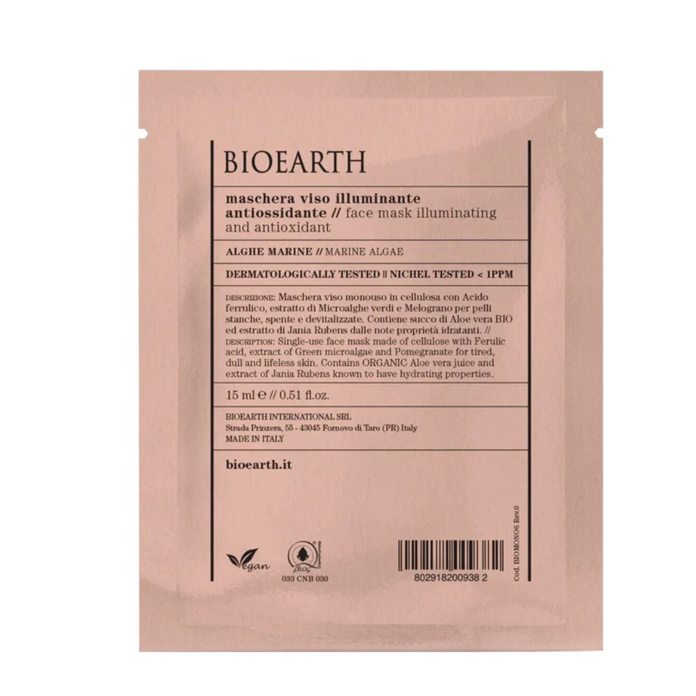 Bioearth Maschera Viso Illuminante Antiossidante 15 ml