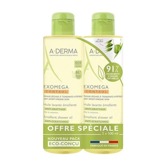 A-DERMA Exomega Olio Detergente Emolliente 2x500ml