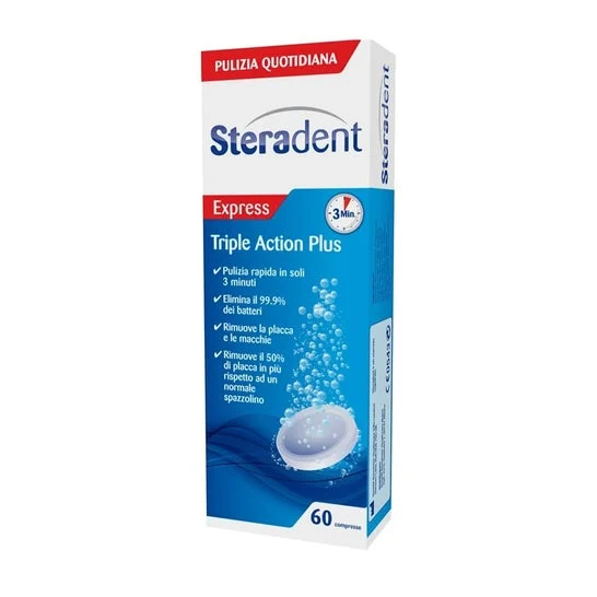 Steradent Triple Action Plus Limpiador Prótesis Dental 60comp