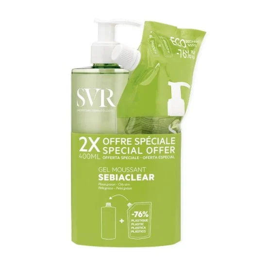SVR Sebiaclear Gel Moussant Dosificador 400ml + Recarga 400ml