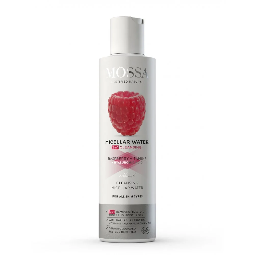 MOSSA COSMETICS Juicy Clean – 3 in 1 Cleansing Micellar Water | Acqua Micellare con Vitamine del Lampone