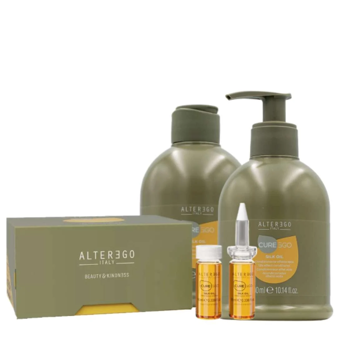 EGOLINE CUREEGO SILK OIL SHAMPOO 300 ML + CONDITIONING CREAM 300 ML + INTENSIVE TREATMENT