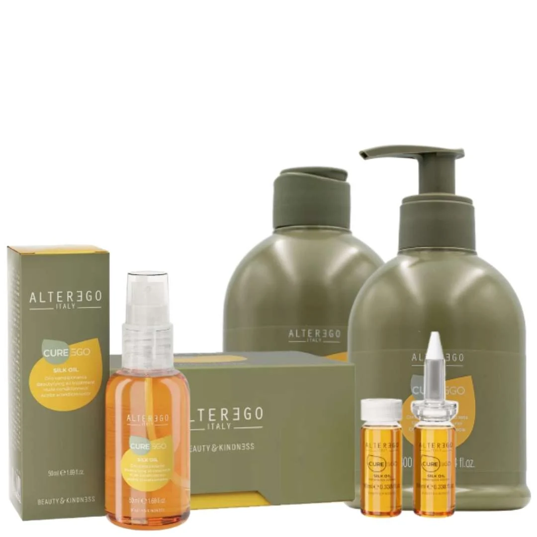 EGOLINE CUREEGO SILK OIL SHAMPOO 300 ML + CONDITIONER 300 ML + OLIO 50 ML + FIALE
