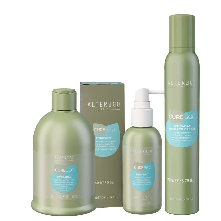 EGOLINE CUREEGO HYDRADAY SHAMPOO 300 ML + LIQUID CONDITIONER 150 ML + WHIPPED CREAM 200 ML