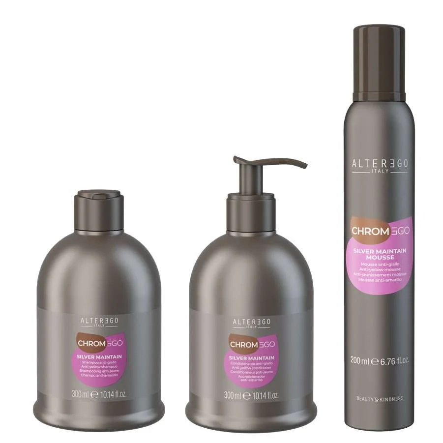EGOLINE CHROMEGO SILVER MAINTAIN SHAMPOO 300 ML + CONDITIONER 300 ML + MOUSSE 200 ML