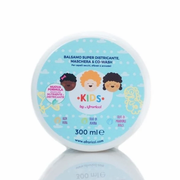 AFRORICCI Kids – Balsamo Super Districante, Maschera e Cowash per Capelli Secchi, Sfibrati e Annodati 300 ml