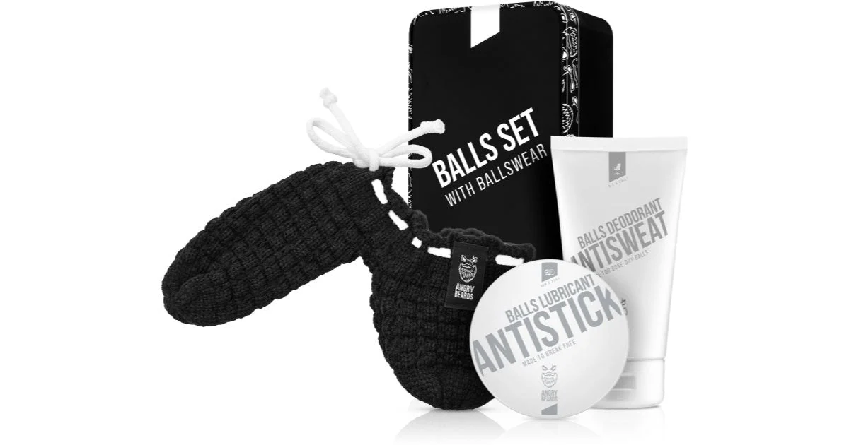 Angry Beards Antisweat & Antistick Balls Set confezione regalo per uomo 3 pezzi