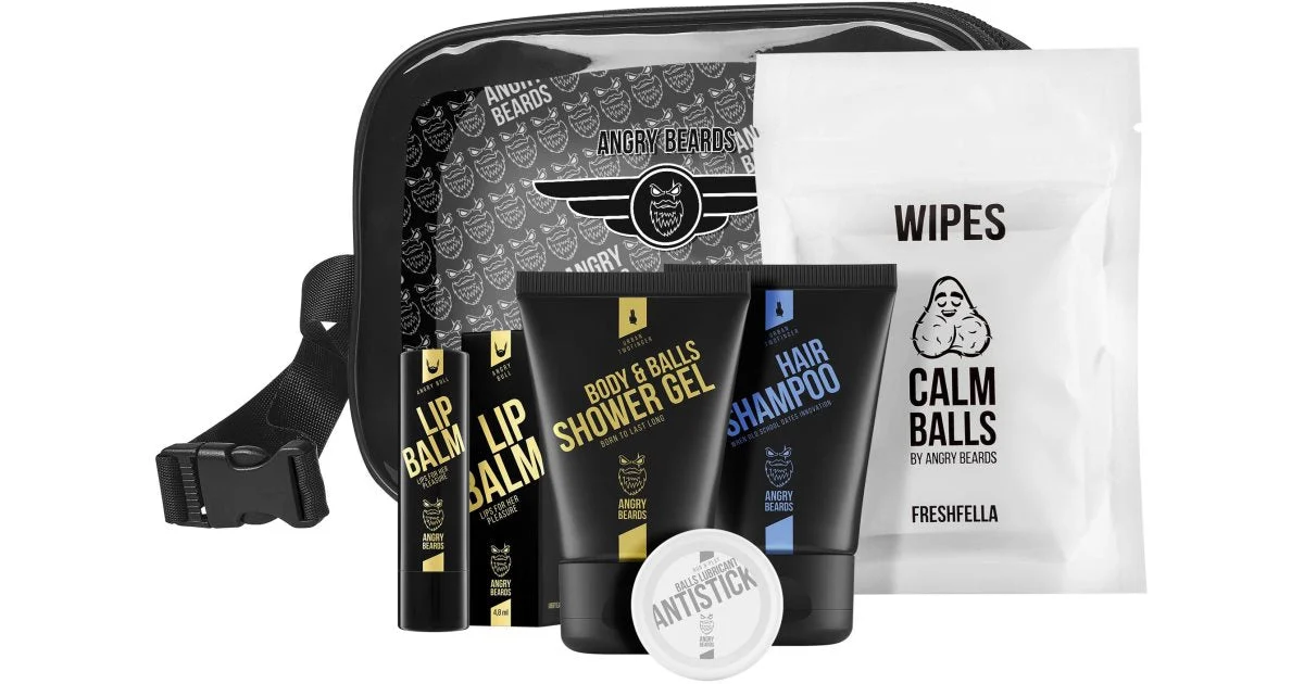 Angry Beards Fly High On This Sweet Stuff kit da viaggio per uomo 8 pz