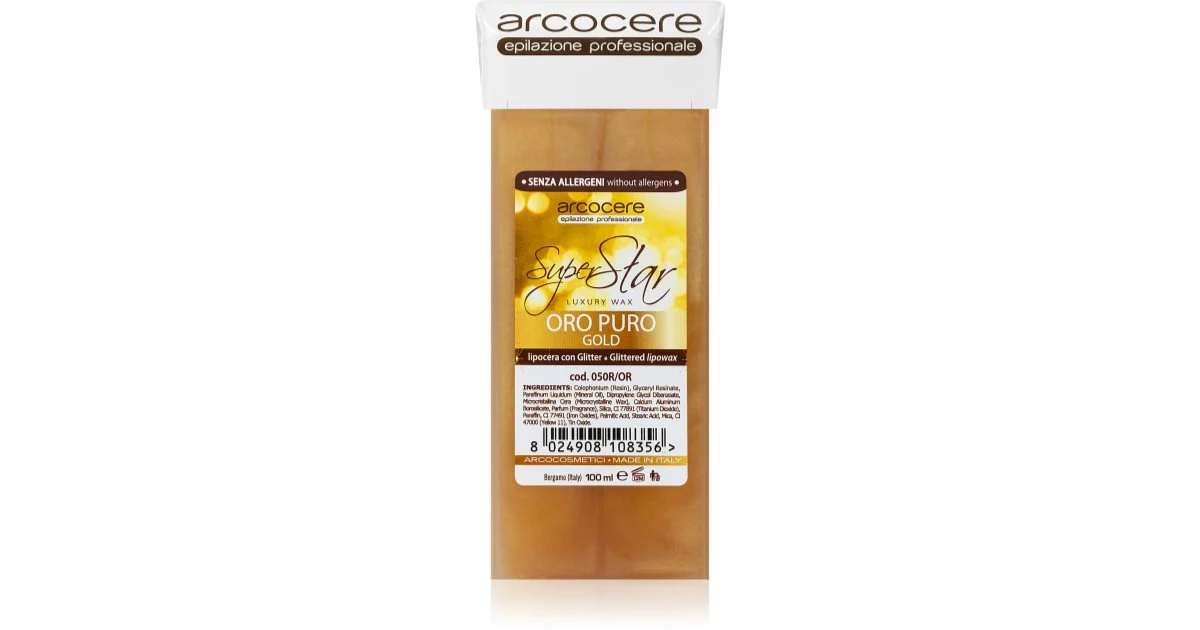 Arcocere Professional Wax Oro Puro Gold Cera depilatoria con glitter ricarica 100 ml
