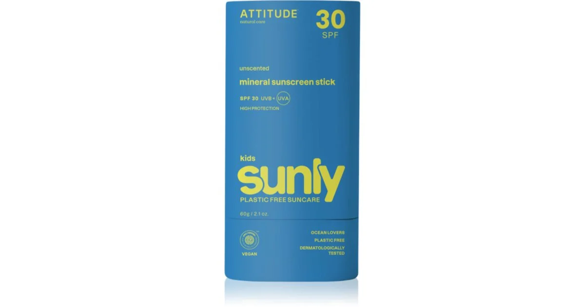 Attitude Sunly Stick crema abbronzante minerale in bastoncino per bambini SPF 30 60 g