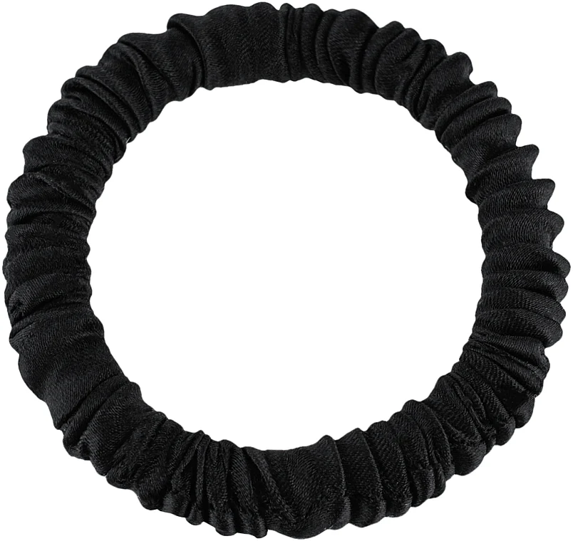 Elastico capelli, in seta naturale, nero, "Skinny"