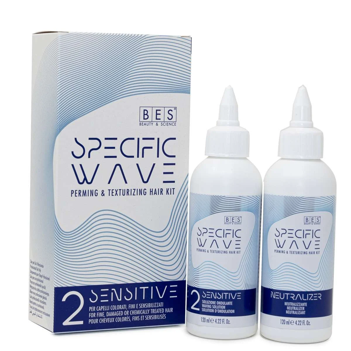 KIT PERMANENTE SPECIFIC WAVE SENSITIVE N° 2 PER CAPELLI COLORATI, FINI E SENSIBILIZZATI 2×120 ML.