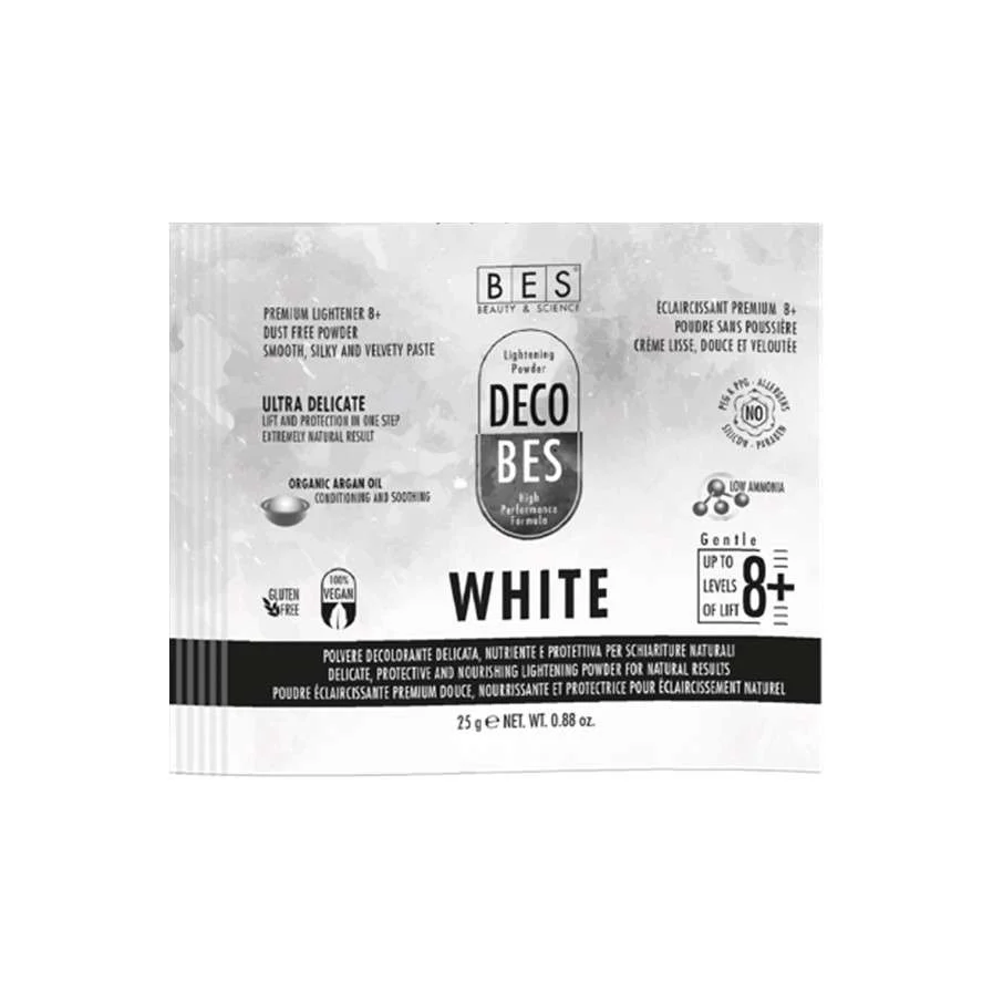 DECOBES WHITE – POLVERE DECOLORANTE PER SCHIARITURE NATURALI BUSTINA 25 GR
