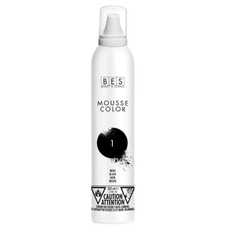 BES MOUSSE COLOR – SCHIUMA COLORANTE AI SEMI DI LINO COL. 1 NERO 200ml