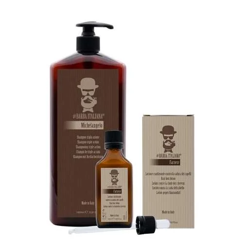 KIT ANTICADUTA PROFESSIONALE BARBA ITALIANA – SHAMPOO MICHELANGELO + LOZIONE FARNESE