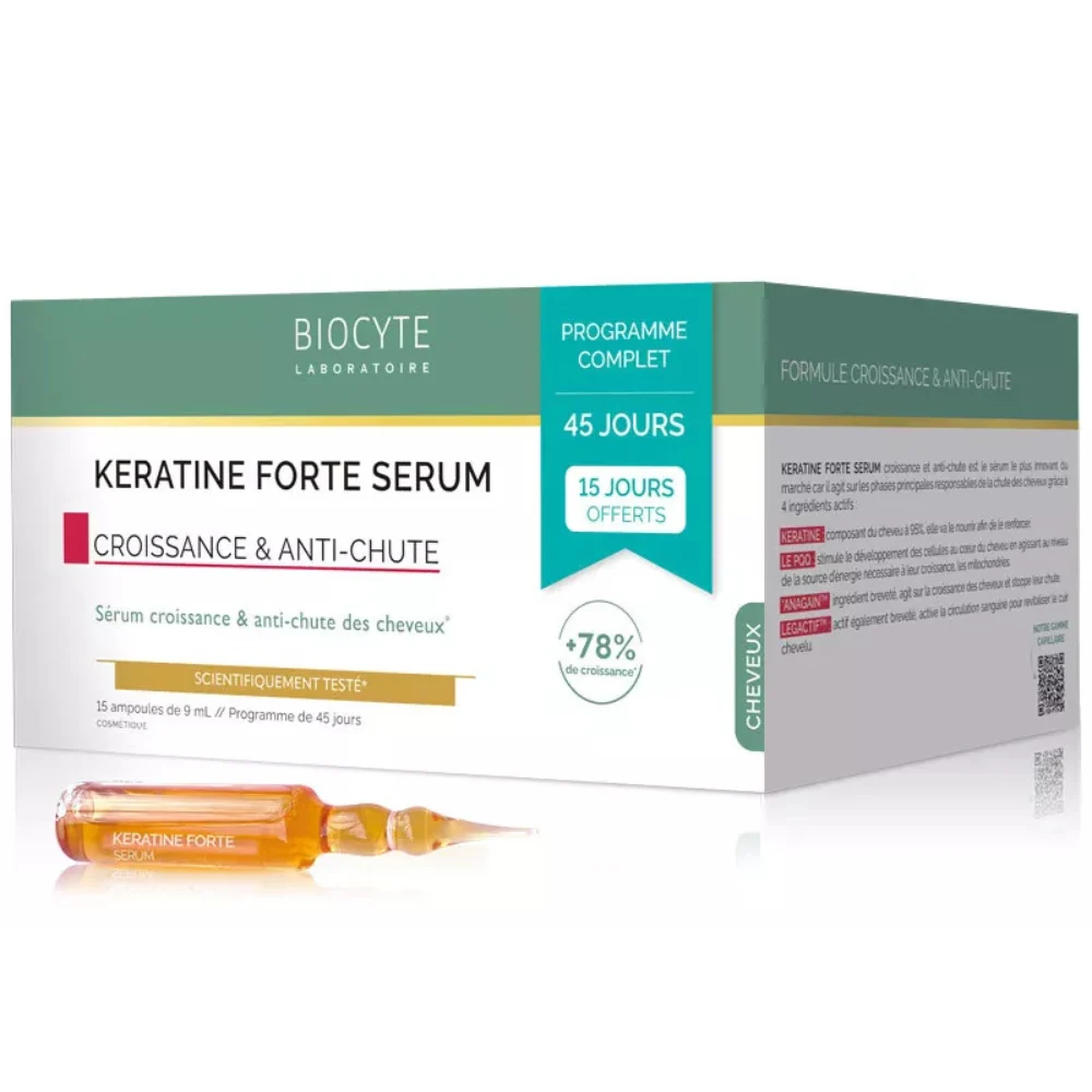 Biocyte Cheratina Forte siero - Crescita & Anticaduta 15 fiale Lot × 3