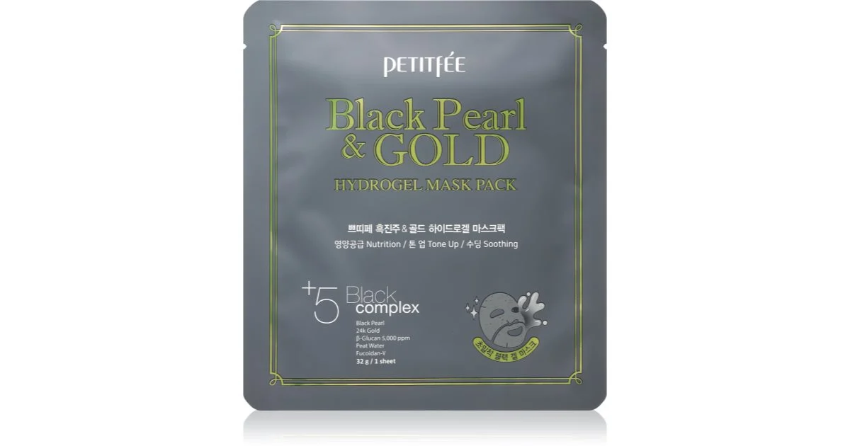 Petitfée Black Pearl & Gold maschera idrogel intensiva con oro a 24 carati 32 g