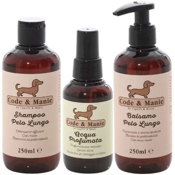 CODE & MANIE SHAMPOO PELO LUNGO + BALSAMO PELO LUNGO + ACQUA PROFUMATA VANIGLIA