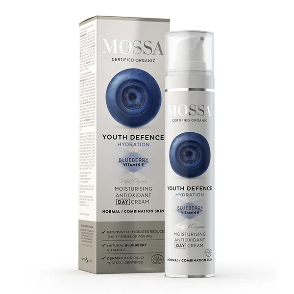 MOSSA COSMETICS Youth Defence – Moisturizing Antioxidant Day Cream | Crema Giorno Idratante e Antiossidante al Mirtillo