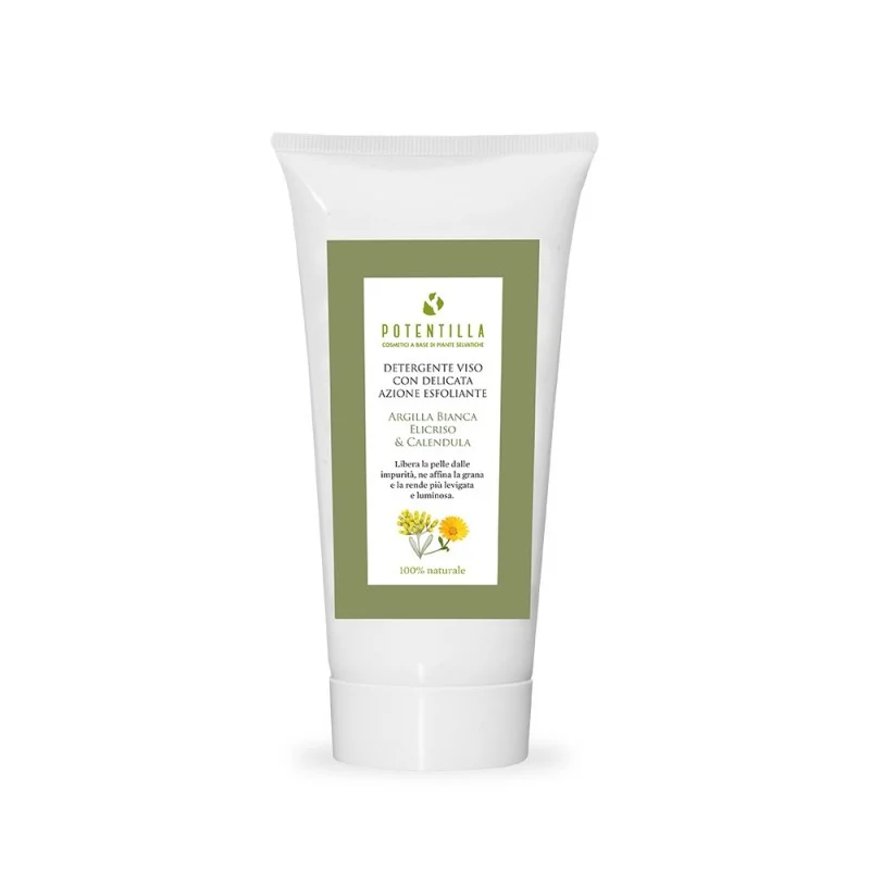 POTENTILLA Detergente Viso Esfoliante Argilla Bianca, Elicriso e Calendula