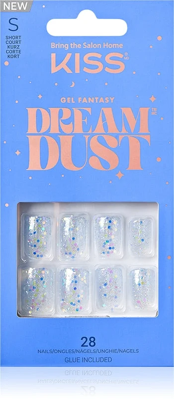 KISS Dream Dust Gel Fantasy Unghie finte White and Blue 28 pezzi
