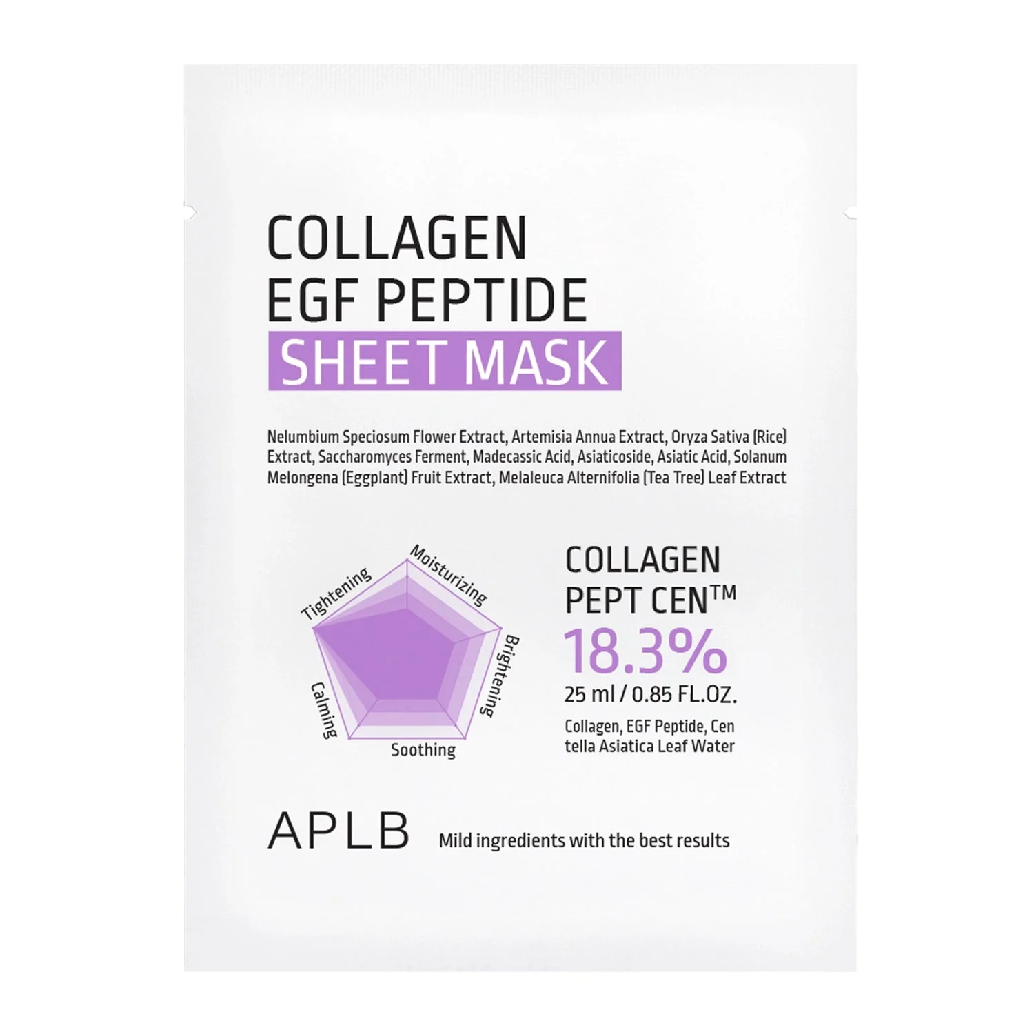 Aplb Collagene EGF Peptidi Maschera in Tessuto Idratante Rassodante 25ml