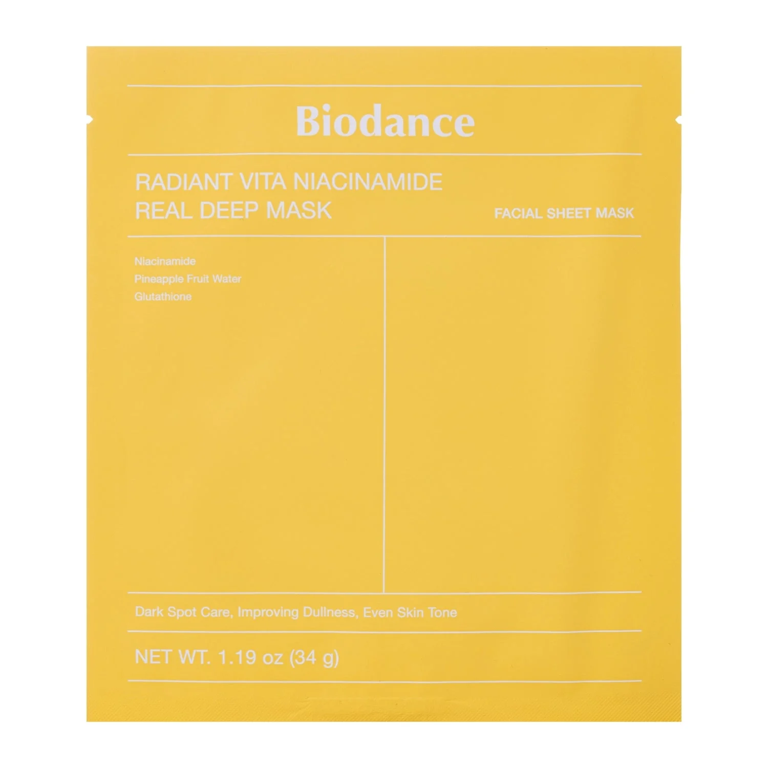 Biodance Radiant Vita Niacinamide Real Deep Maschera Viso Illuminante 34g
