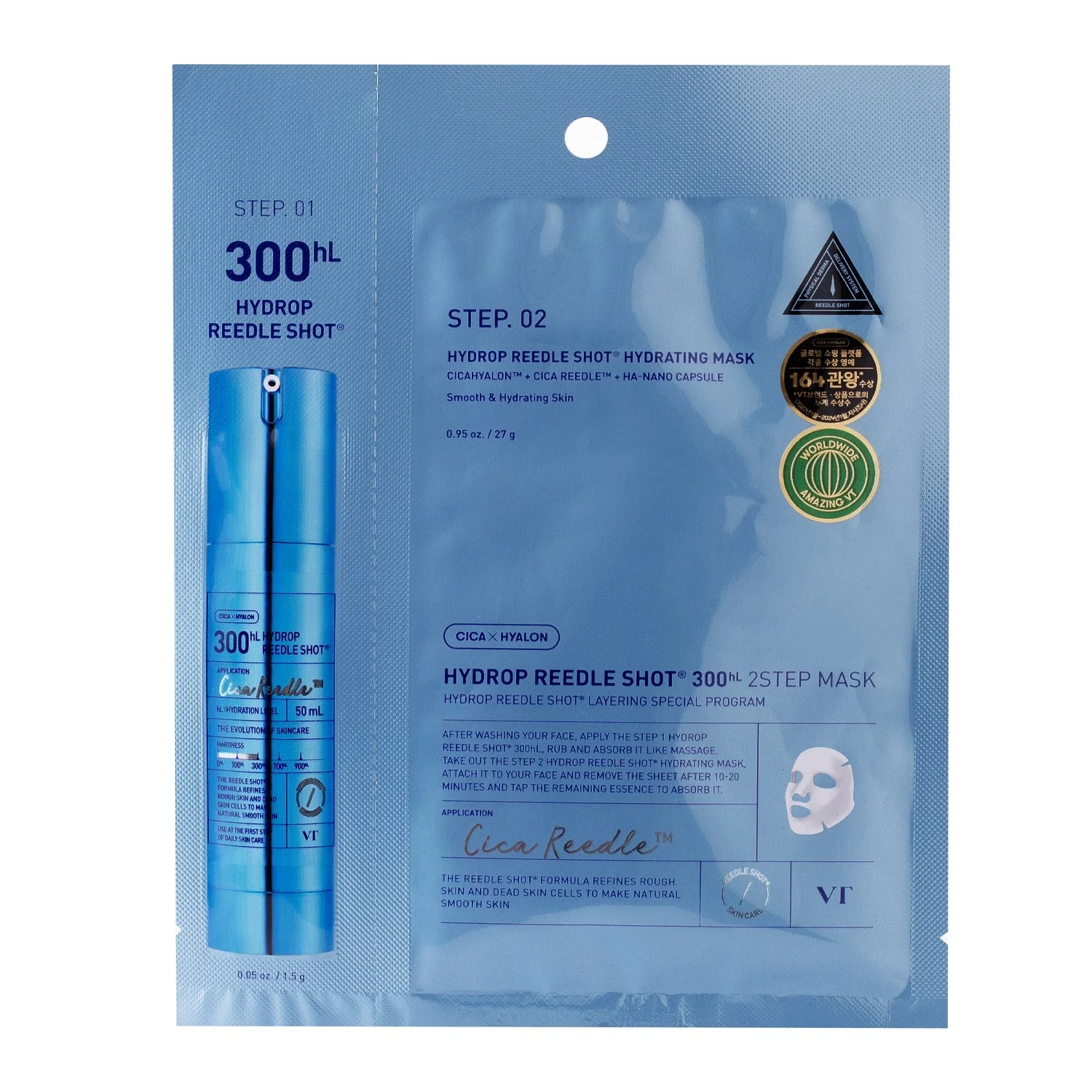 VT Cosmetics Hydrop Reedle Shot 300hL 2-Step Maschera Hydrogel Idratante 38g