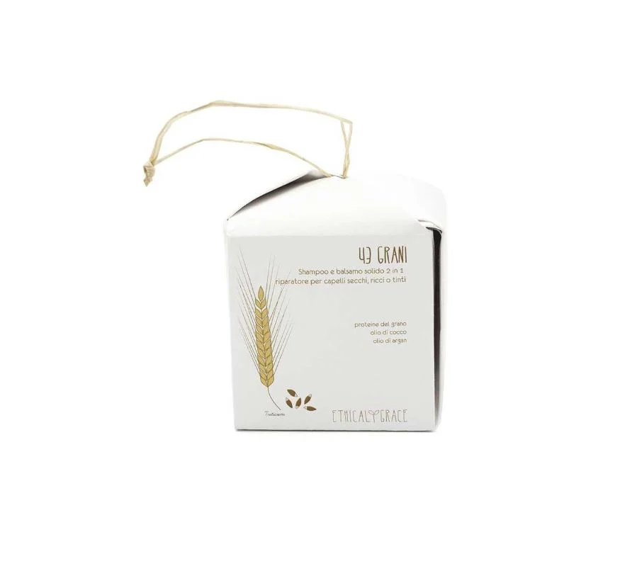 ETHICAL GRACE 43 Grani – Shampoo e Balsamo Solido 2 in 1 Riparatore per Capelli Secchi, Ricci o Tinti