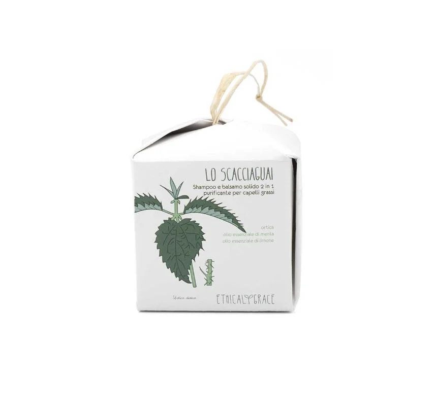 ETHICAL GRACE Lo Scacciaguai – Shampoo e Balsamo Solido 2 in 1 Purificante per Capelli Grassi