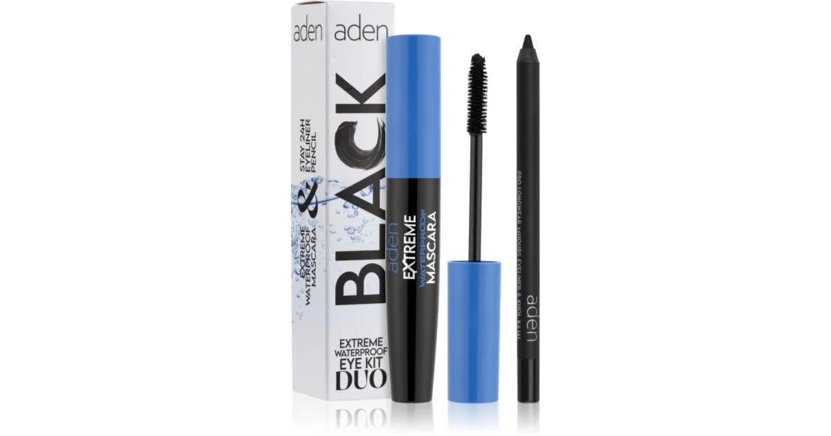 Aden Cosmetics Extreme Waterproof Kit Duo Set Per Gli Occhi Colore Black