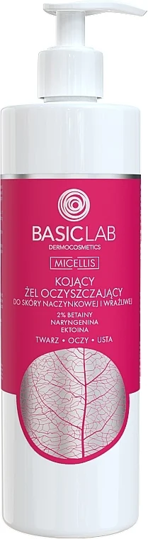Gel detergente lenitivo per pelli sensibili con capillari dilatati