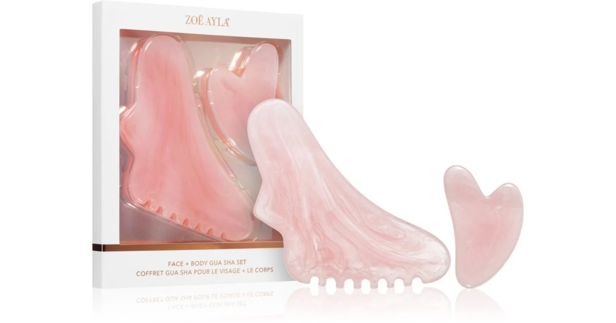 Zoë Ayla Gua Sha Set attrezzi per i massaggi per viso e corpo 2 pezzi