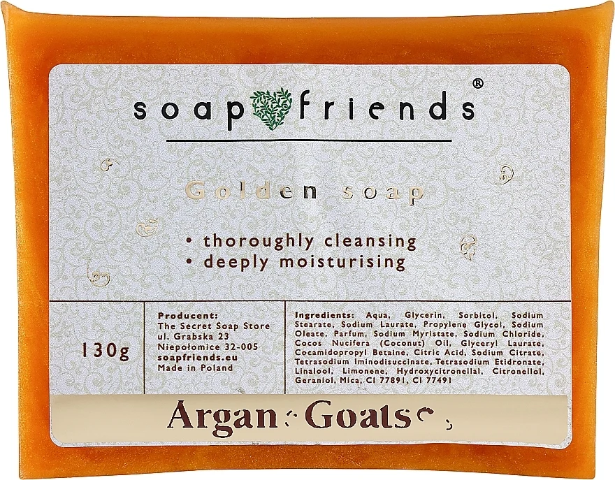 Sapone dorato con olio di argan e proteine ​​del latte di capra