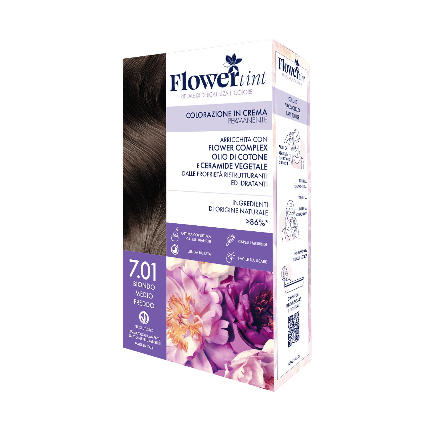 FLOWERTINT Colorazione in Crema Permanente 7.01 Biondo Medio Freddo