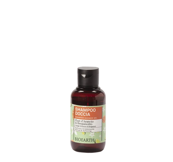 Bioearth Shampoo Doccia 2in1 Fiori d'Arancio e Bergamotto 100 ml Formato famiglia