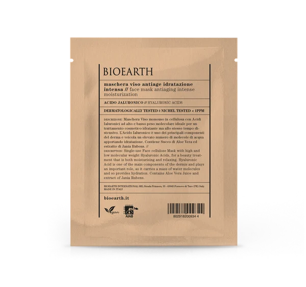 BIOEARTH Maschera Viso Antiage Idratazione Intensa – Acido Ialuronico