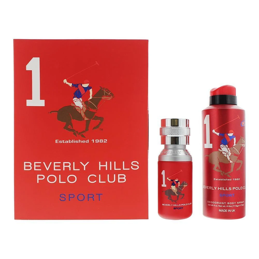 Set regalo Beverly Hills Polo Club: 1982 - Sport 1, Eau de toilette, da uomo, 50 ml + 1982 - Sport 1, antitraspirante, deodorante spray, da uomo, 175 ml