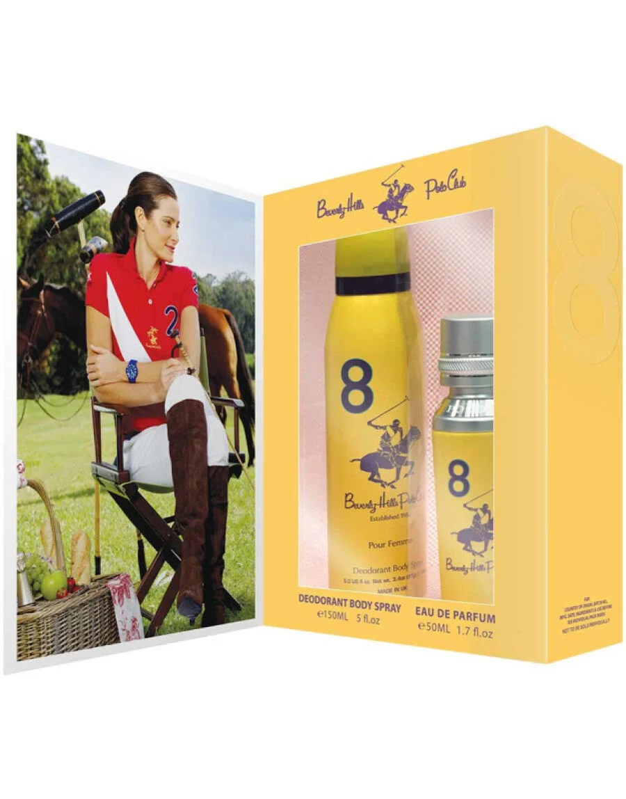 Set regalo Beverly Hills Polo Club: 1982 - Sport 8, Eau de parfum, da donna, 50 ml + 1982 - Sport 8, antitraspirante, deodorante roll-on, da uomo, 50 ml
