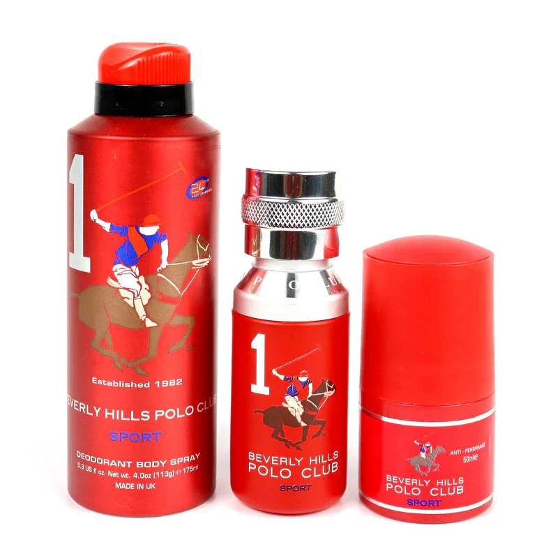 Set regalo Beverly Hills Polo Club: 1982 - Sport 1 Eau de toilette da uomo 50 ml + 1982 - Sport 1 antitraspirante deodorante spray 175 ml + 1982 - Sport 1 deodorante roll-on 50 ml