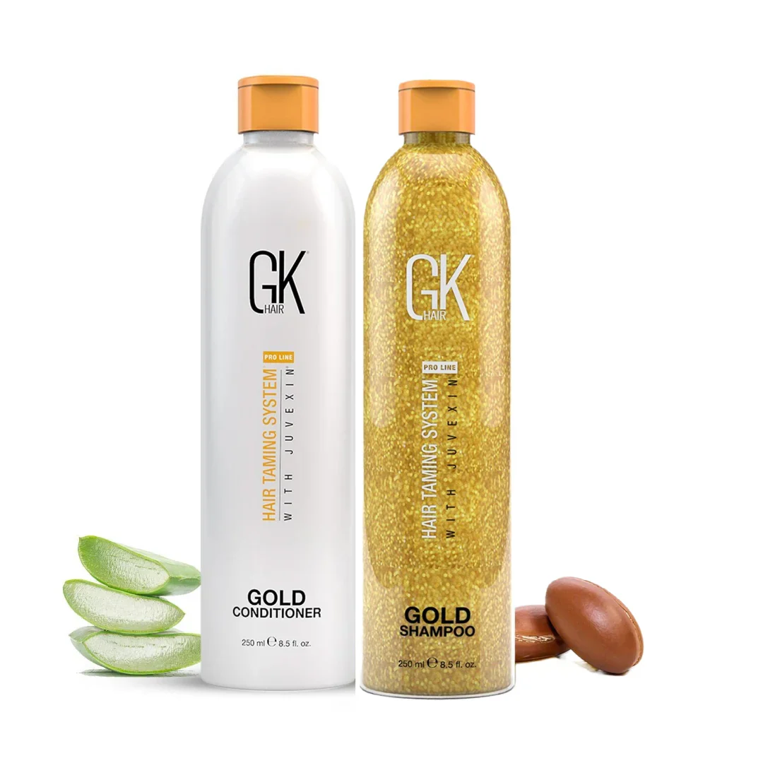 GK HAIR GLOBAL KERATIN PACK HOLIDAY GOLD SET: GOLD SHAMPOO + GOLD CONDITIONER