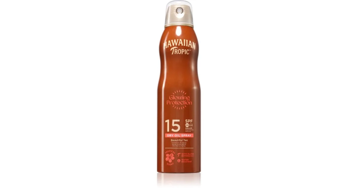 Hawaiian Tropic Glowing Protection Olio secco Spray solare protettivo SPF 15 177 ml