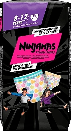 Pannolini Ninjamas, 8-12 anni (27-43 kg), 9 pz.
