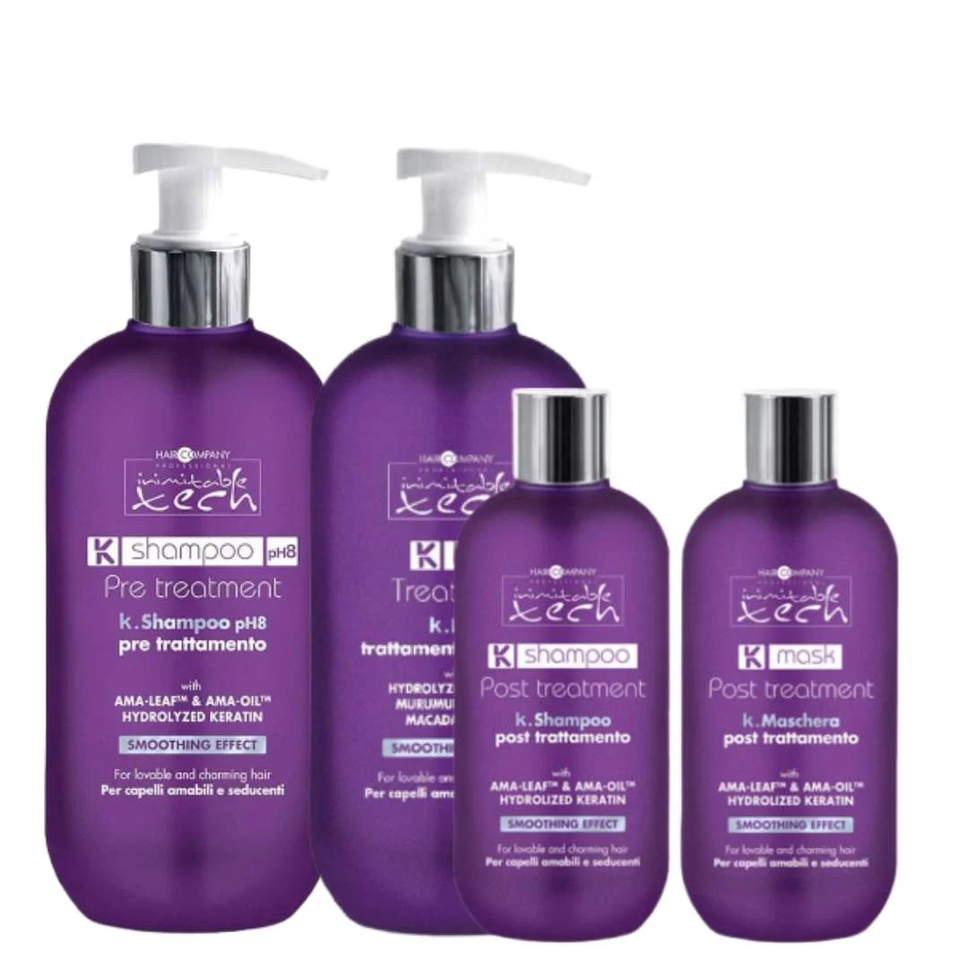 INIMITABLE TECH K.SHAMPOO PRE TREATMENT – TRATTAMENTO LISCIANTE + SH POST TRATT + MASK POST TRATT
