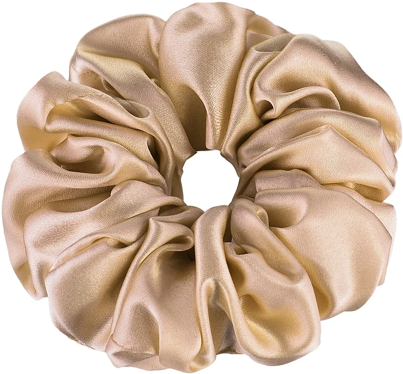 Elastico capelli, in seta naturale, dorato, "Largy"