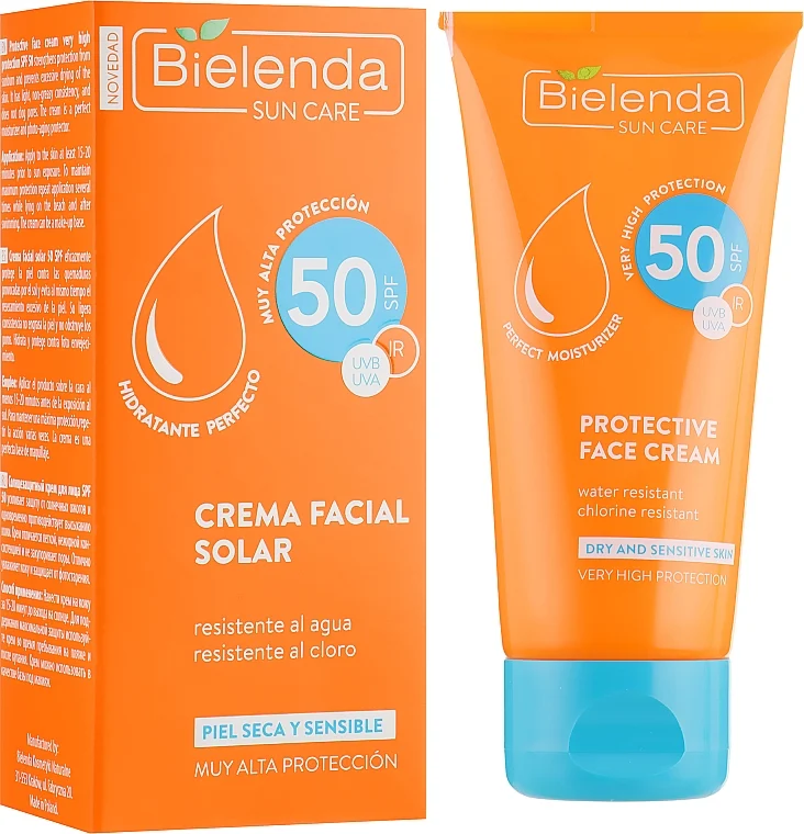 Crema solare per il viso SPF 50, pelle secca e sensibile
