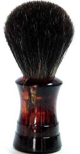 Pennello da barba con pelo di tasso, plastica, castano scuro