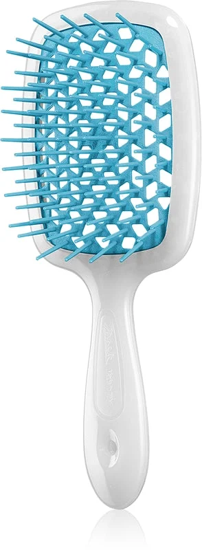 Janeke Superbrush Small piccola spazzola piatta 17,5 x 7 x 3 cm bianca e azzurra