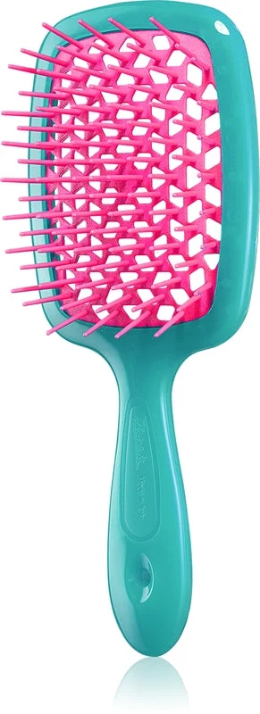 Janeke Superbrush Small piccola spazzola piatta 17,5 x 7 x 3 cm verde acqua e fucsia