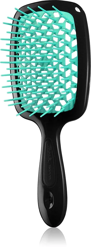 Janeke Superbrush Small piccola spazzola piatta 17,5 x 7 x 3 cm nera e verde aqua